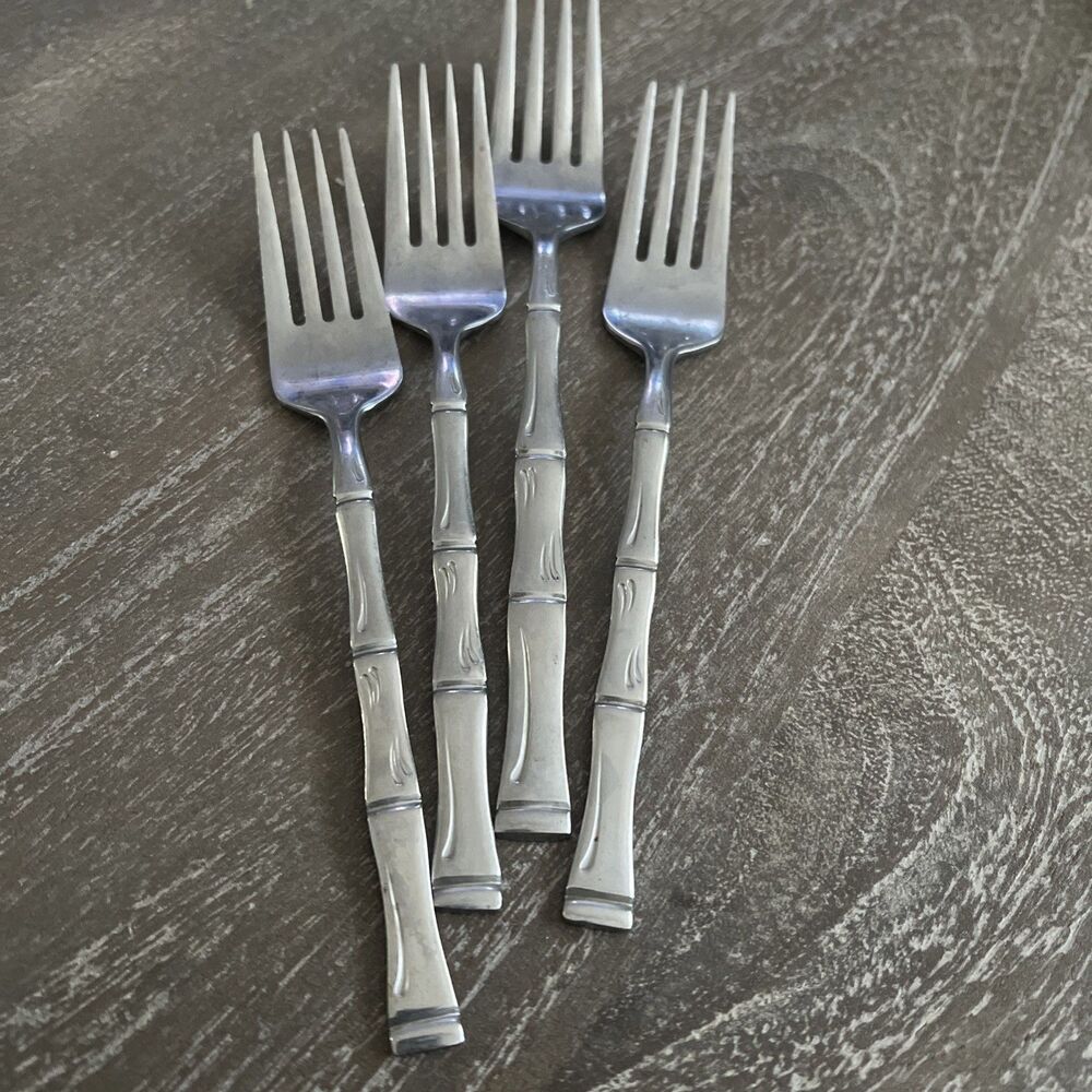 Imperial Tahitian Vintage Stainless Flatware Bamboo Korea | Set of 4 Forks